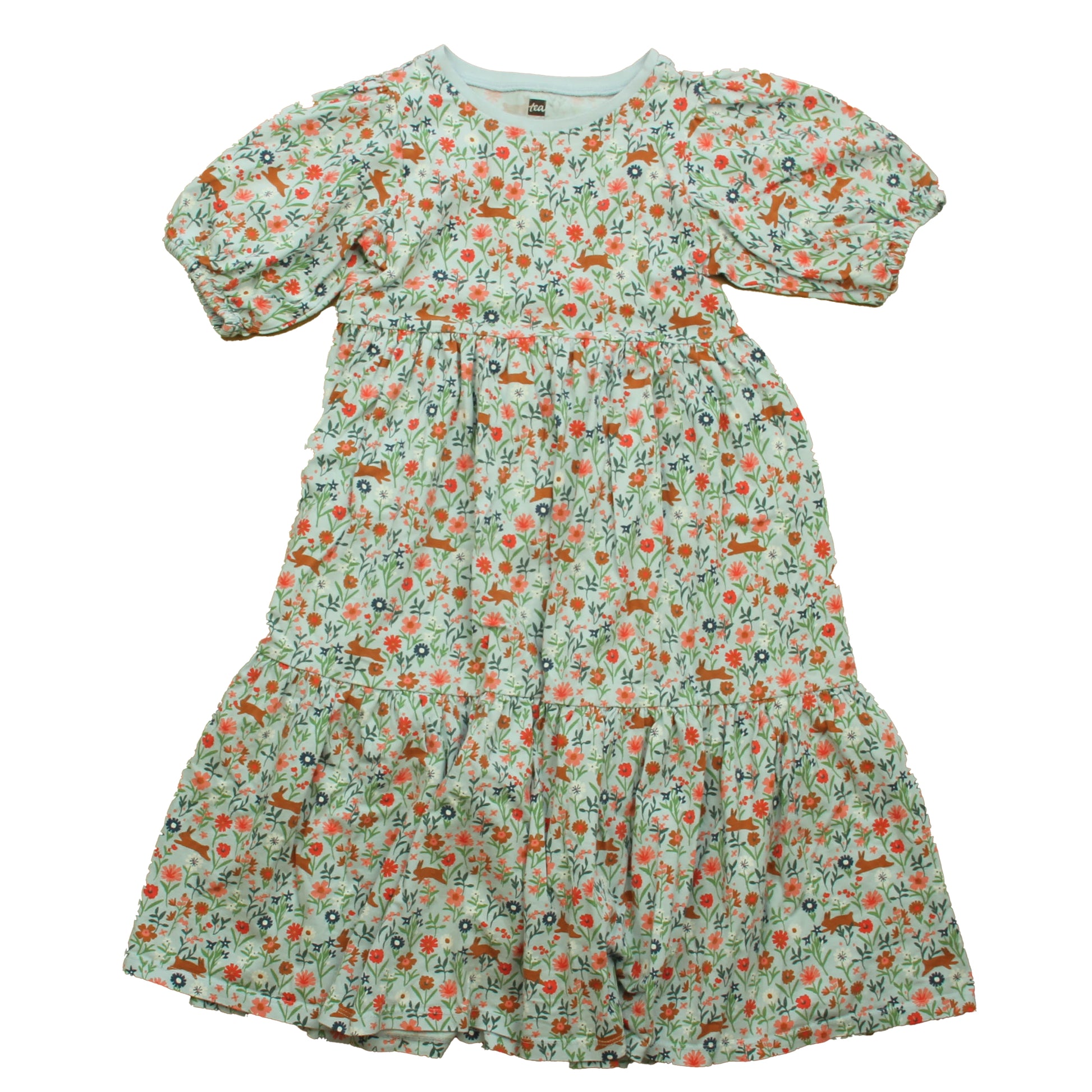 Tea Collection Girls Blue Floral Dress Size: 7 Years Blue Floral