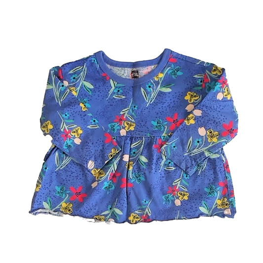 Tea Girls Blue Floral Long Sleeve Shirt Size: 6-9 Months Blue Floral