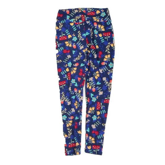 LulaRoe Girls Blue Floral Leggings Size: One Size Blue Floral