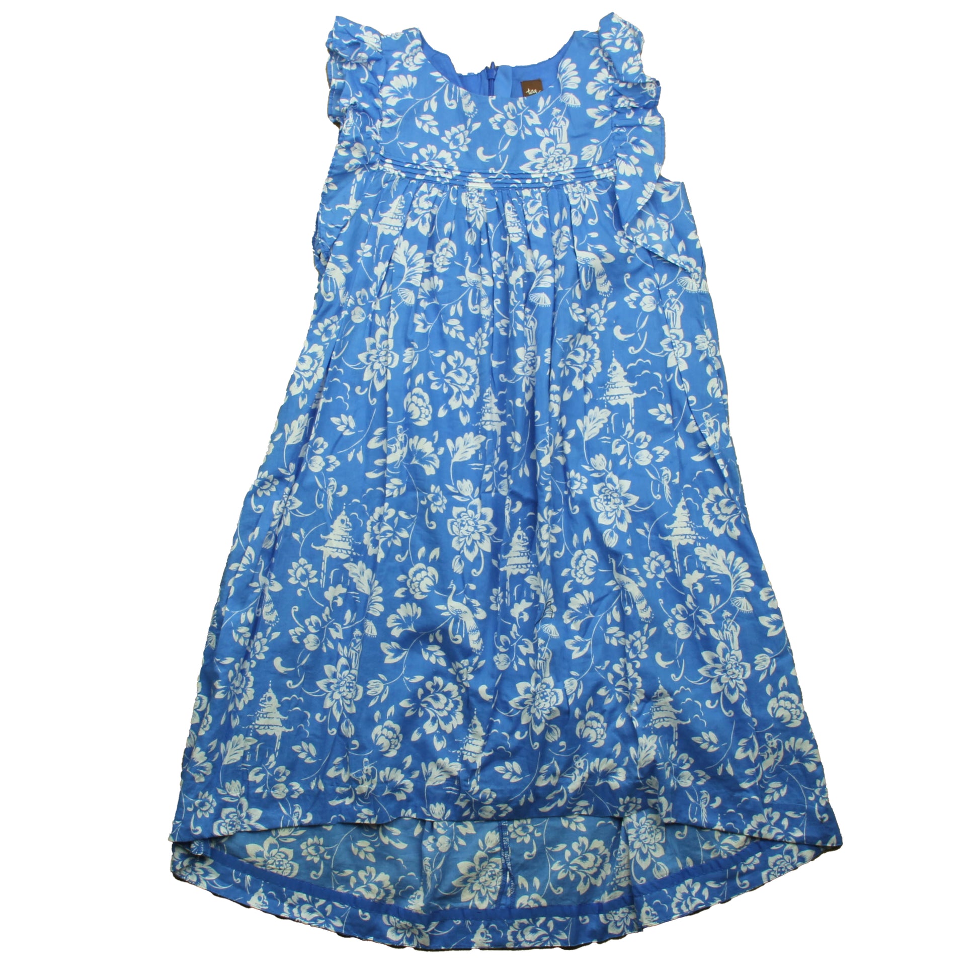 Tea Collection Girls Blue Floral Dress Size: 10 Years Blue Floral