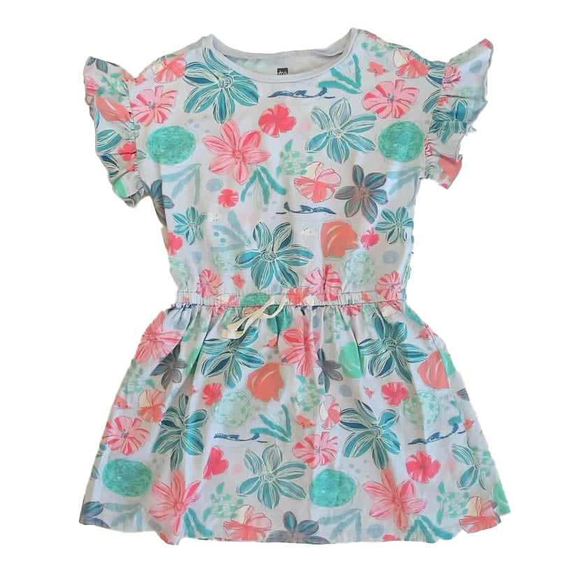 Tea Collection Girls Blue Floral Dress Size: 8 Years Blue Floral