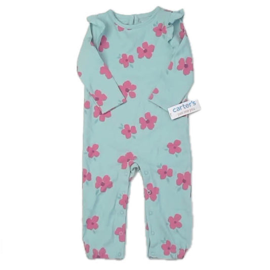 Carter's Girls Blue Floral Long Sleeve Outfit Size: 18 Months Blue Floral