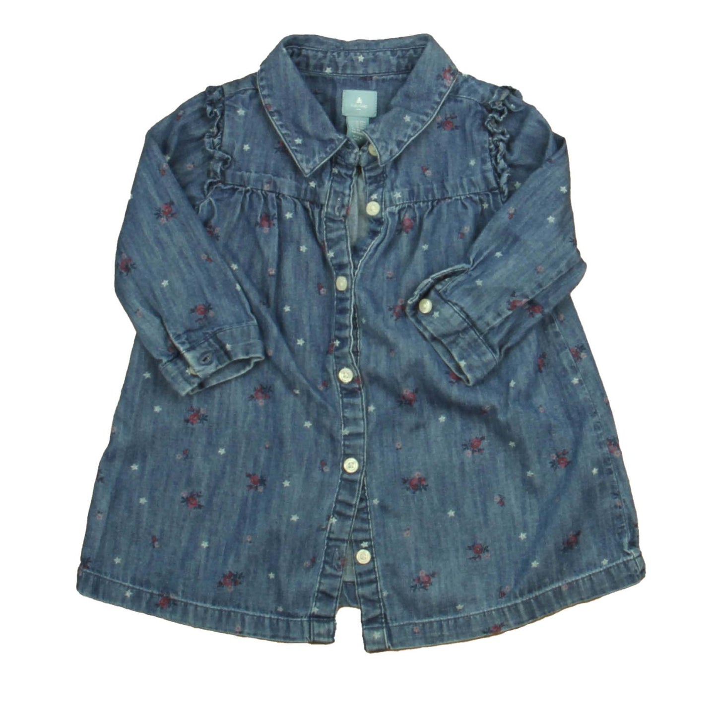 Gap Girls Blue Floral Dress Size: 18-24 Months Blue Floral