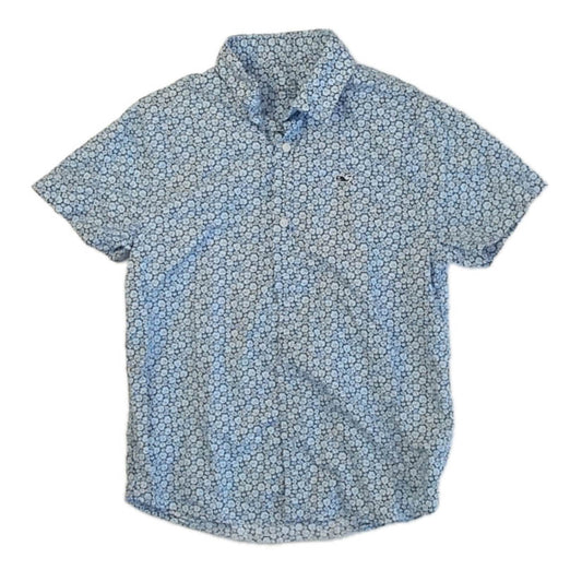 Vineyard Vines Boys Blue Floral Button Down Short Sleeve Size: 8-10 Years Blue Floral