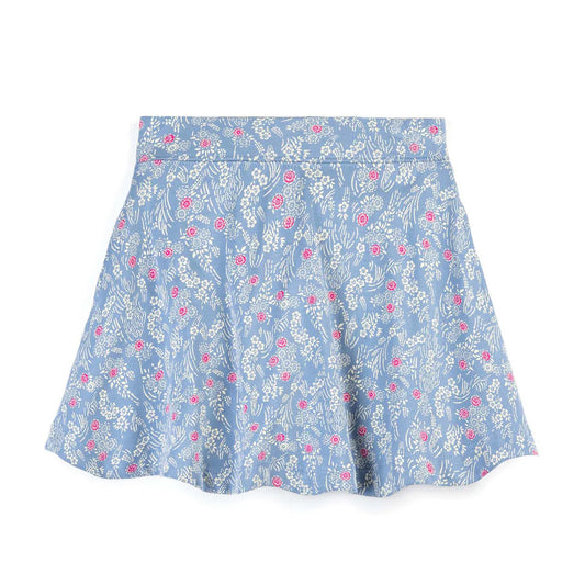 Mightly Girls Blue Floral Skirt Size: 6-14 Years