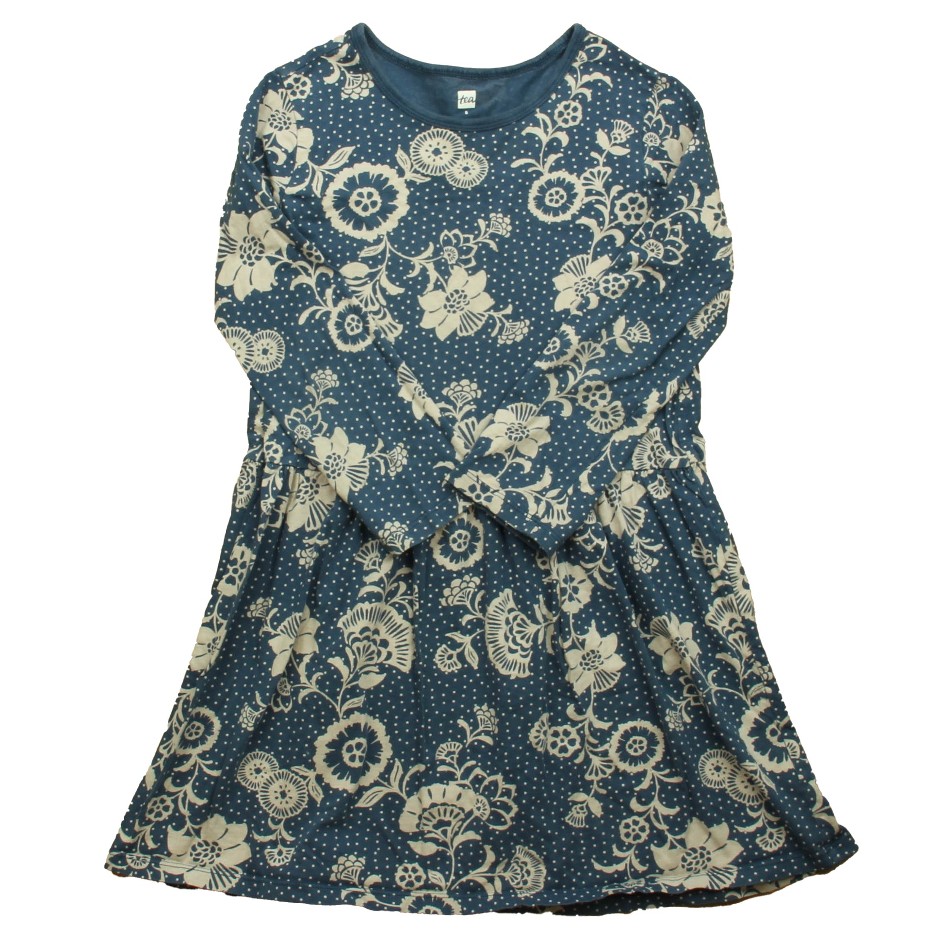Tea Collection Girls Blue Floral Dress Size: 8 Years Blue Floral