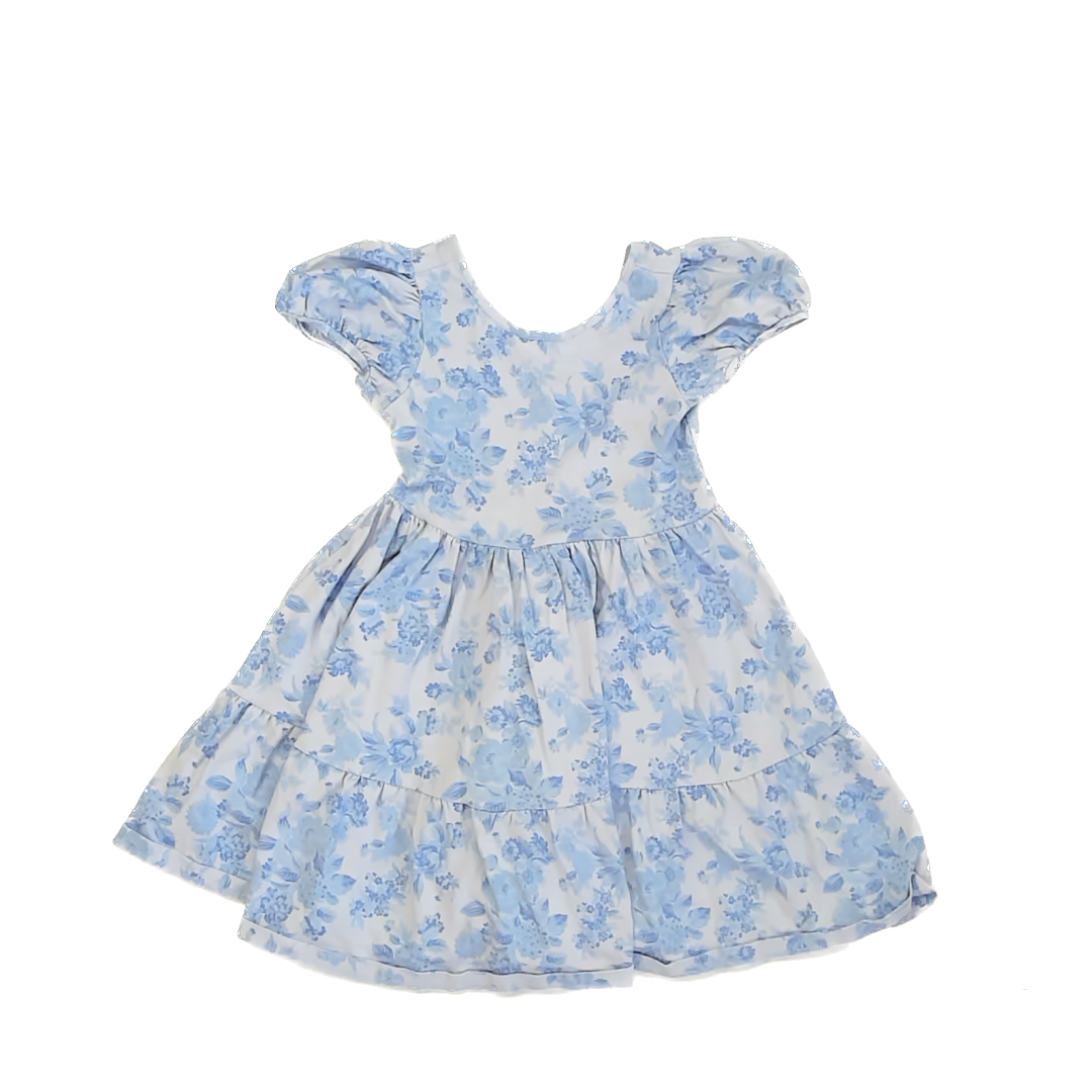 Janie and Jack Girls Blue Floral Dress Size: 6 Years Blue Floral
