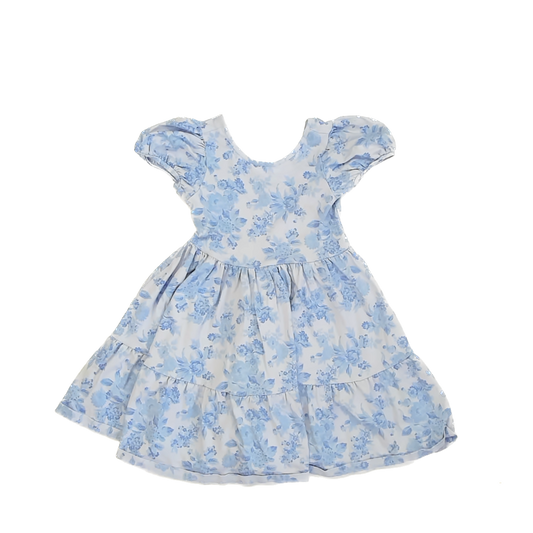 Janie and Jack Girls Blue Floral Dress Size: 6 Years Blue Floral