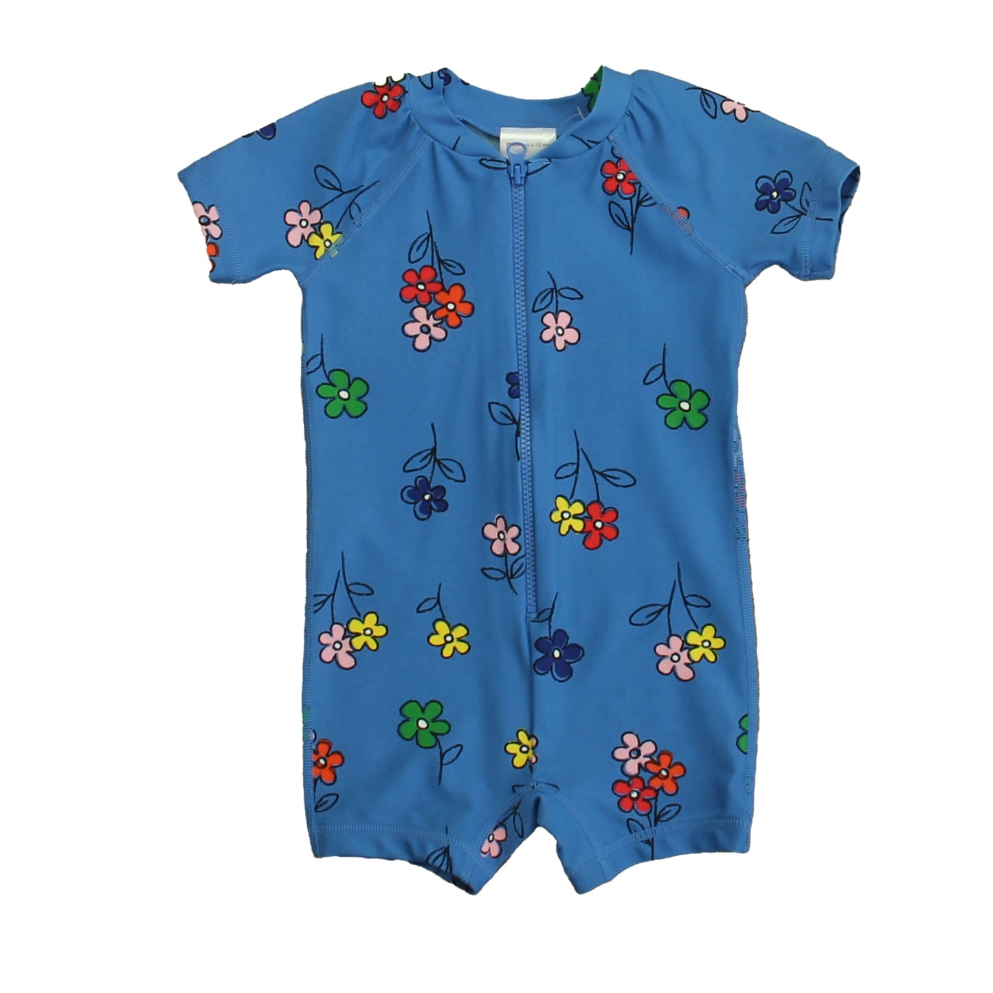 Hanna Andersson Girls Blue Floral 1-piece Swimsuit Size: 6-12 Months