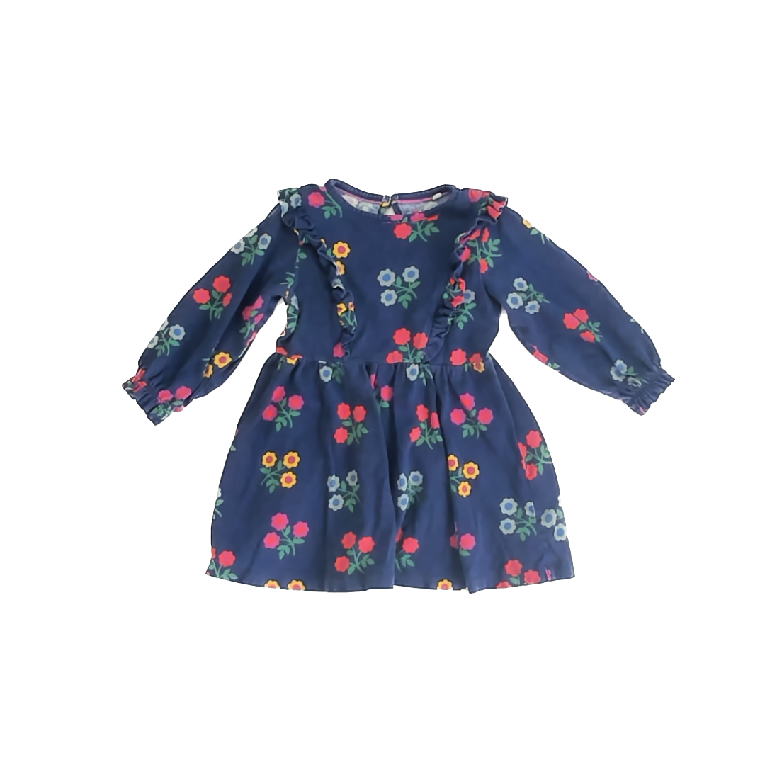Boden Girls Blue Floral Dress Size: 12-18 Months Blue Floral