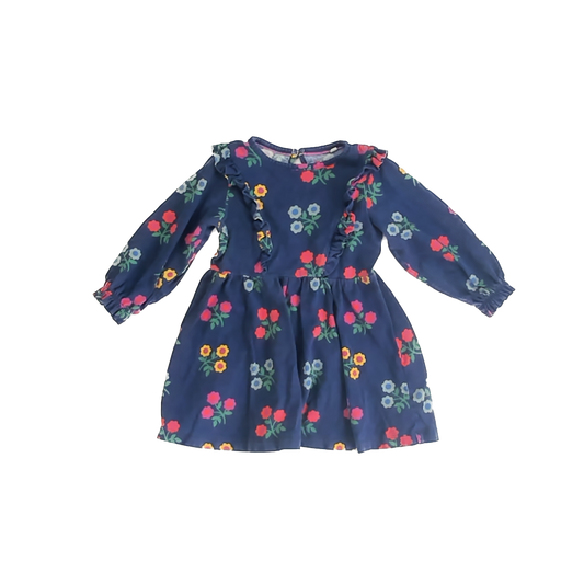 Boden Girls Blue Floral Dress Size: 12-18 Months Blue Floral
