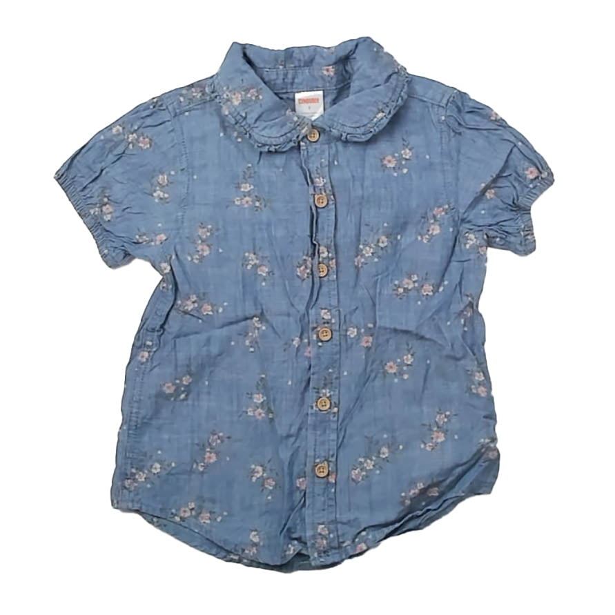 Gymboree Girls Blue Floral Blouse Size: 7 Years Blue Floral