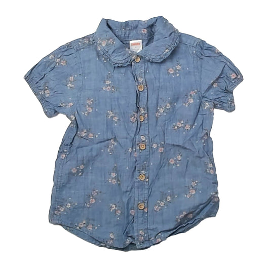 Gymboree Girls Blue Floral Blouse Size: 7 Years Blue Floral