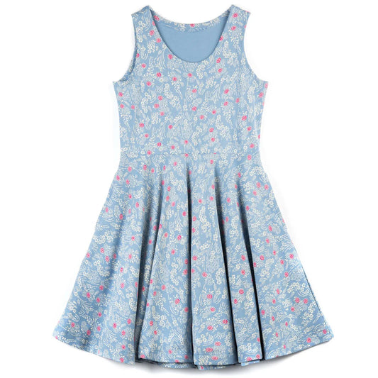 Mightly Girls Blue Floral Dress Size: 2-5T Blue Floral