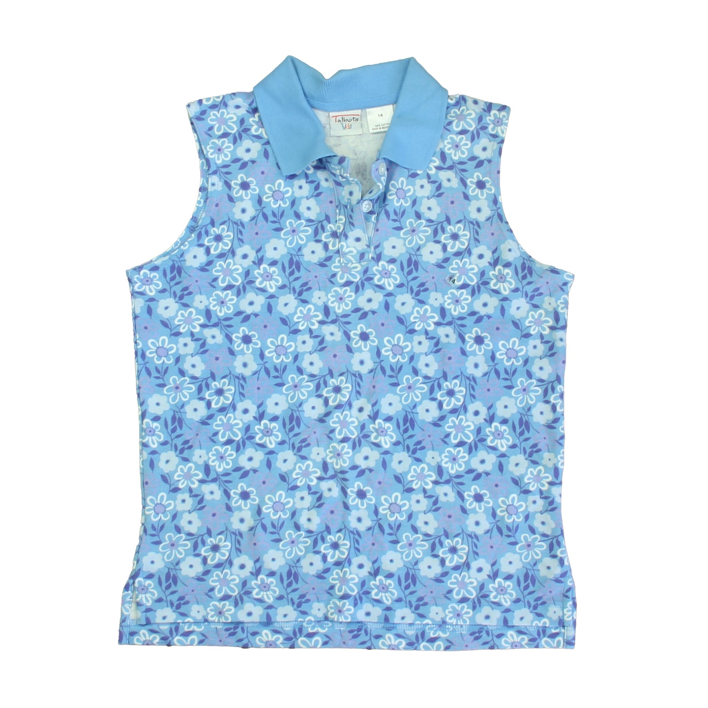 Talbots Kids Girls Blue Floral Polo Shirt Size: 14 Years