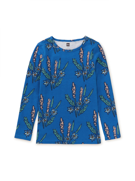Tea Collection Girls Blue Floral Long Sleeve Shirt Size: 9-12 Months Blue Floral
