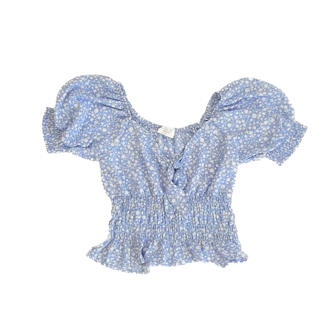 Sienna Sky Girls Blue Floral Blouse Size: Adult S Blue Floral