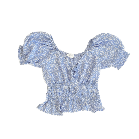 Sienna Sky Girls Blue Floral Blouse Size: Adult S Blue Floral
