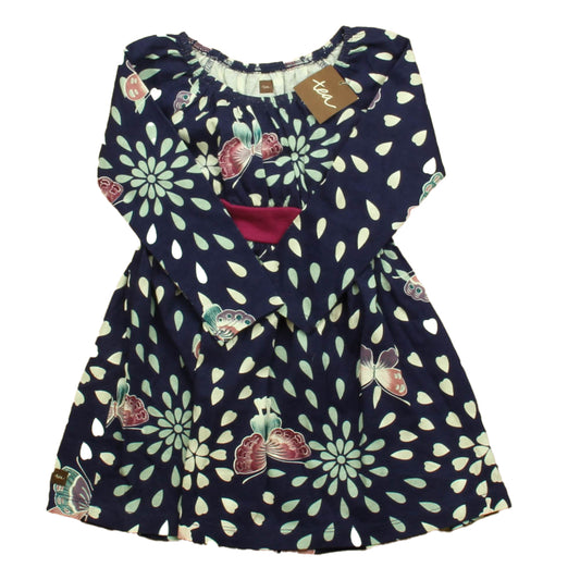 Tea Girls Blue Floral Dress Size: 3T