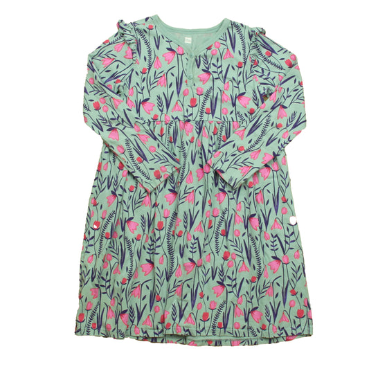 Tea Collection Girls Blue Floral Dress Size: 7 Years Blue Floral