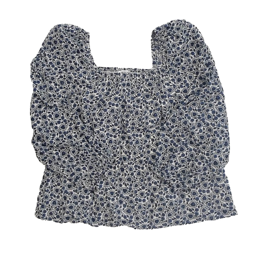 Crewcuts Girls Blue Floral Blouse Size: 8-9 Years Blue Floral