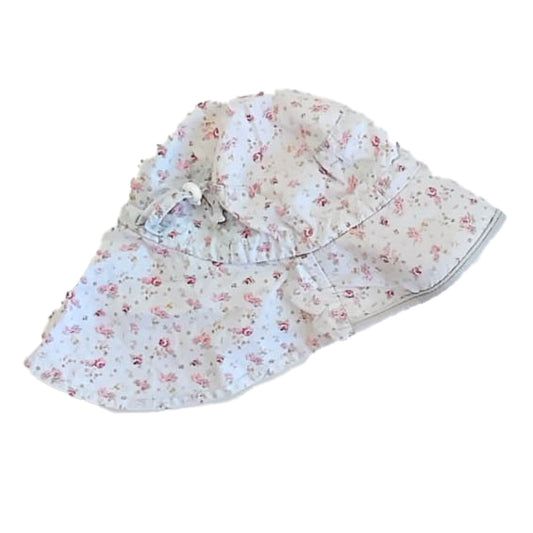 Jan & Jul Girls Blue Floral Sun Hat Size: 12-18 Months Blue Floral