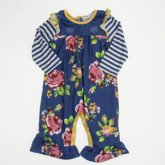 Little Millie Girls Blue Floral Long Sleeve Outfit Size: 3 Months Blue Floral