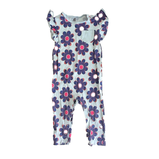 Tea Girls Blue Floral Romper Size: 18-24 Months Blue Floral
