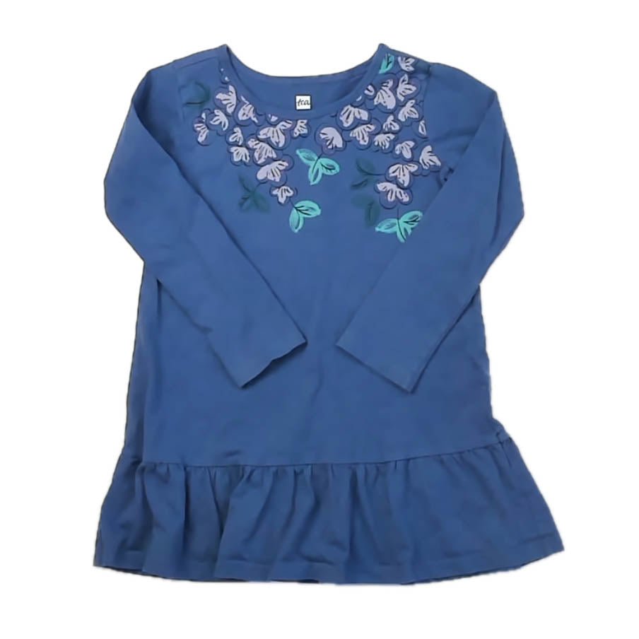 Tea Collection Girls Blue Floral Dress Size: 4T Blue Floral