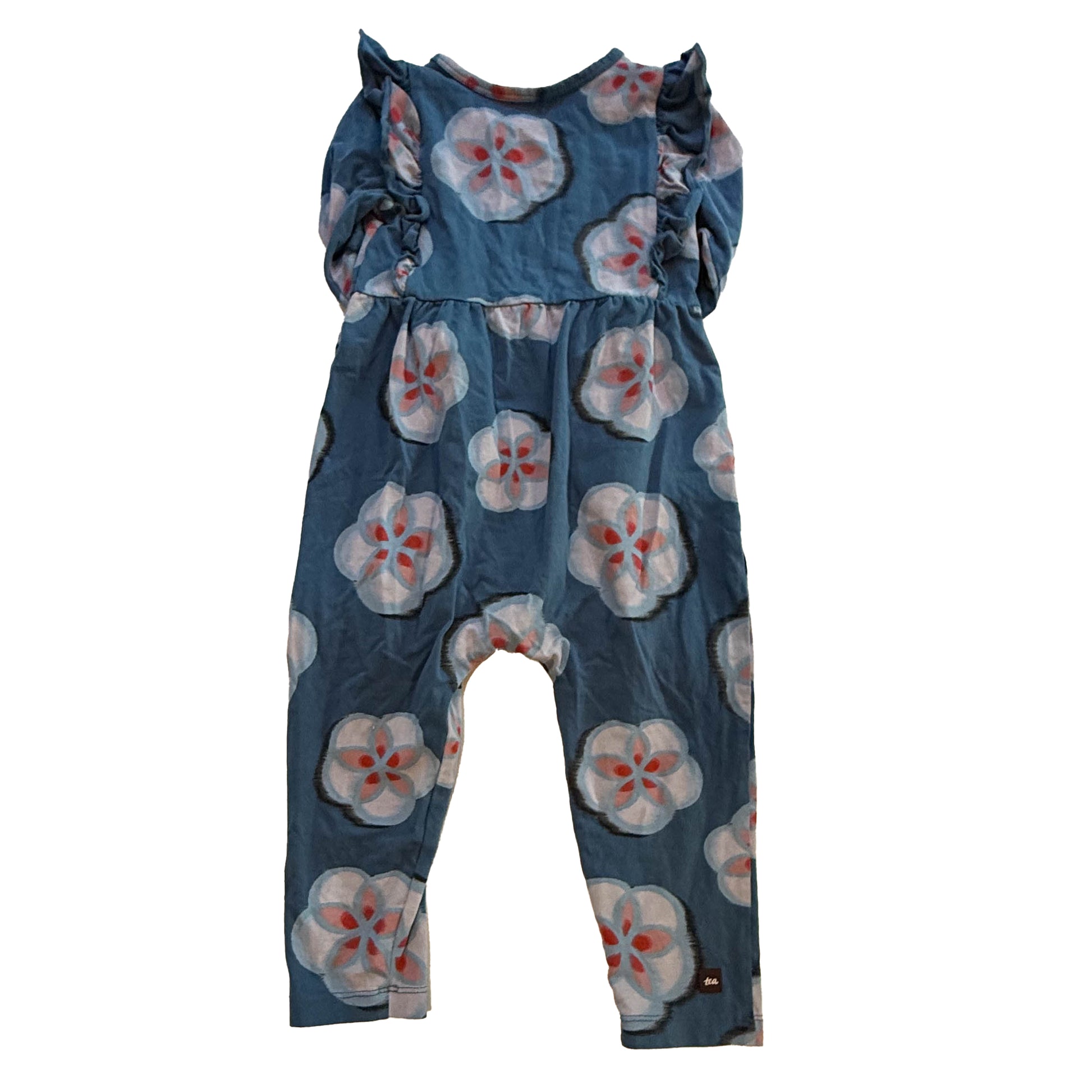 Tea Collection Girls Blue Floral Long Sleeve Outfit Size: 18-24 Months Blue Floral