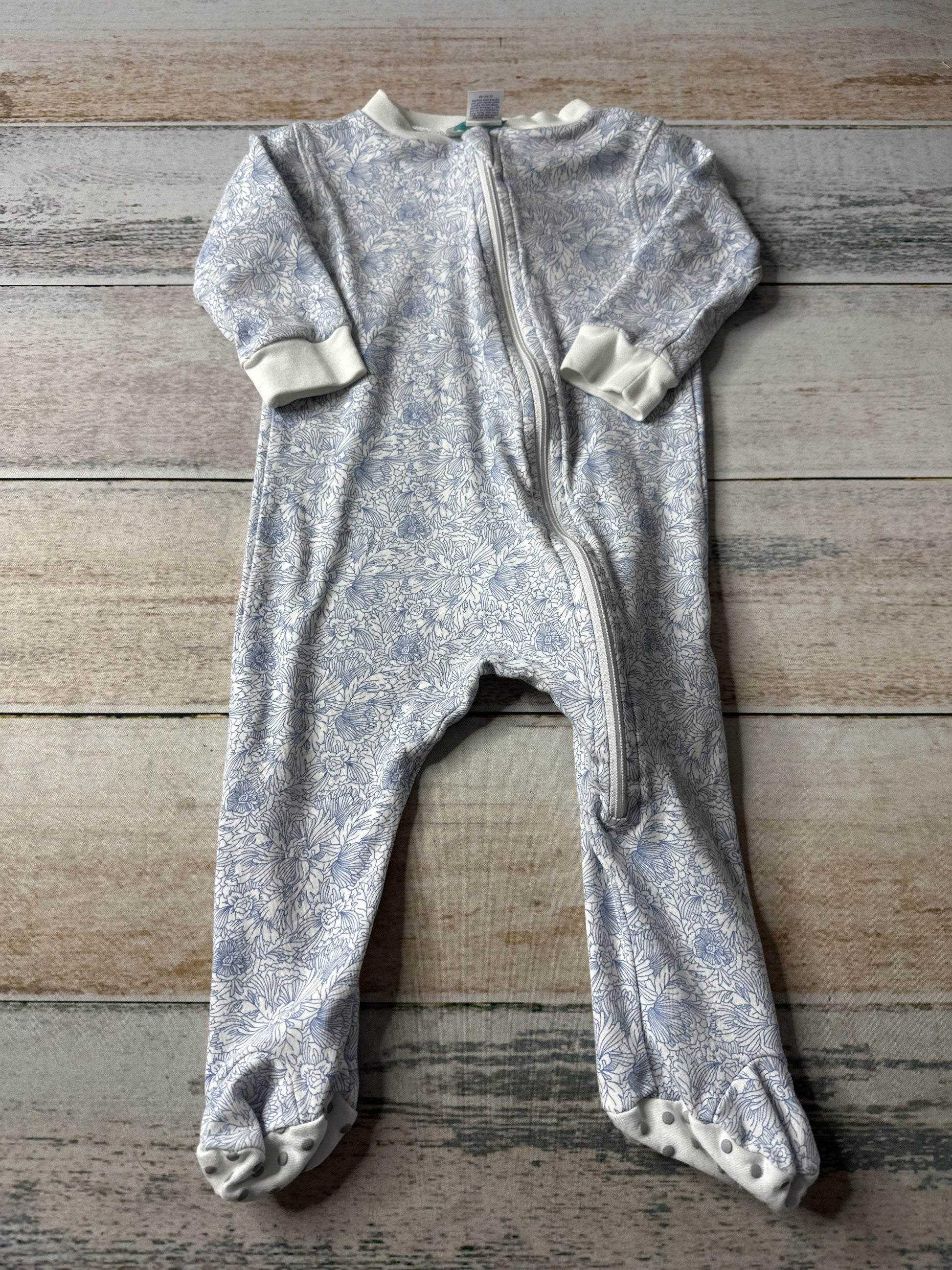 Feather Baby Girls Blue | Floral Pajamas Size: 6-9 months Blue | Floral