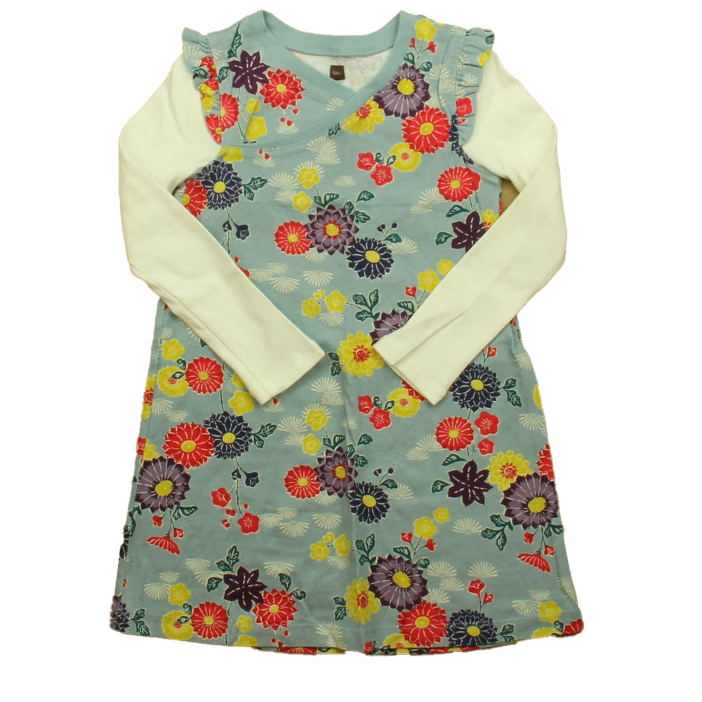 Tea Girls Blue Floral Dress Size: 4T Blue Floral