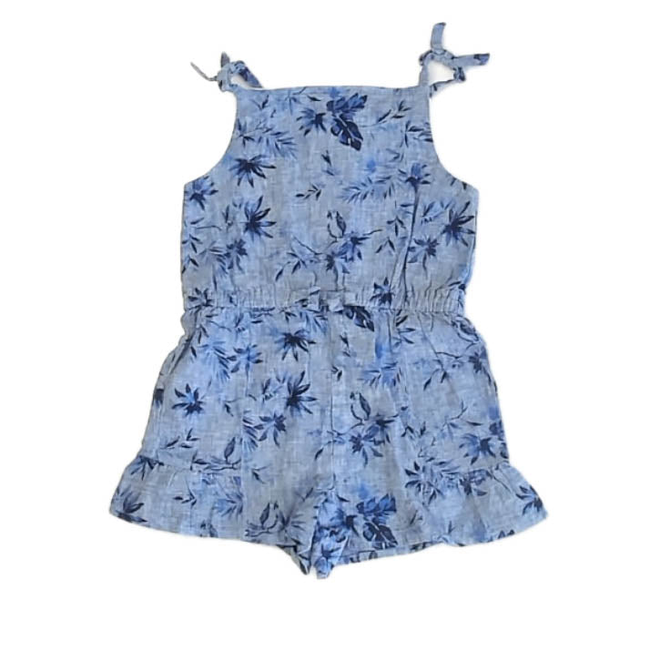 Janie and Jack Girls Blue Floral Romper Size: 3T Blue Floral