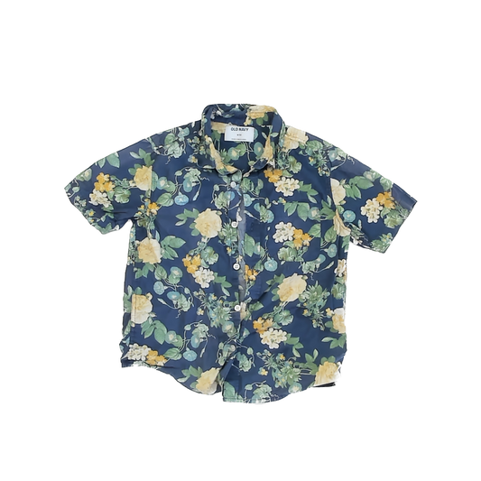 Old Navy Boys Blue Floral Button Down Short Sleeve Size: M (8) Blue Floral