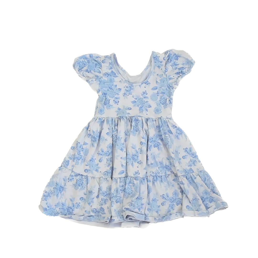 Janie and Jack Girls Blue Floral Dress Size: 6 Years Blue Floral