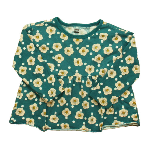 Tea Girls Green Floral Long Sleeve Shirt Size: 12-18 Months Green Floral