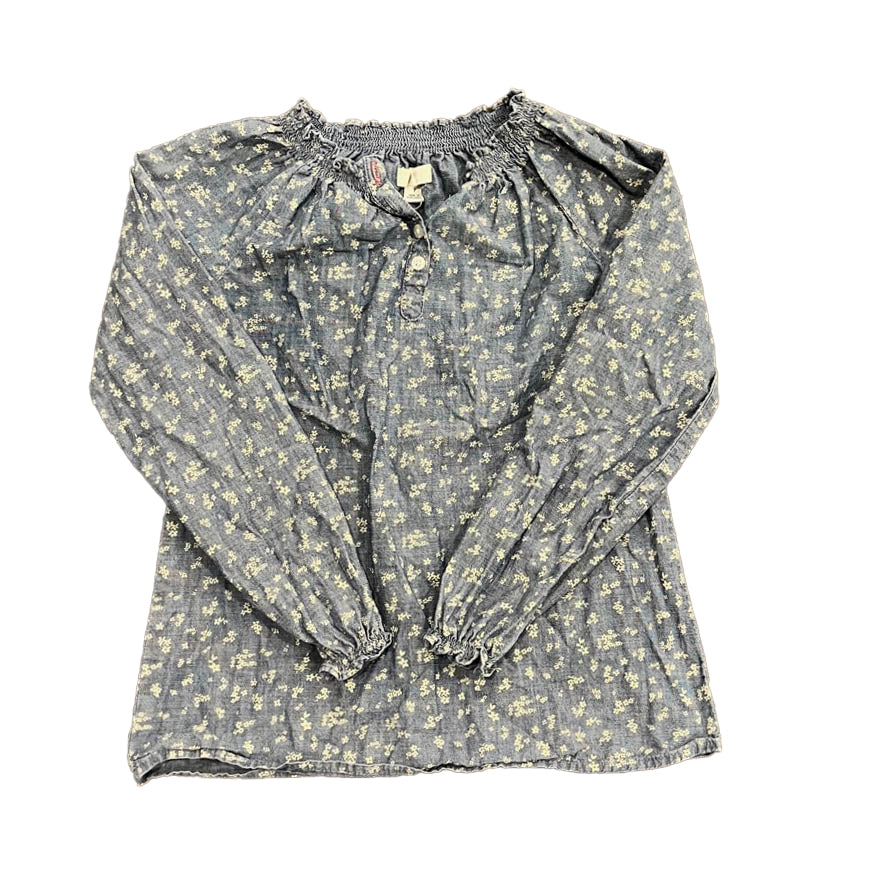 Lands' End Girls Blue Floral Blouse Size: 7 Years