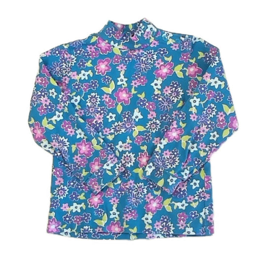 Hanna Andersson Girls Blue Floral Long Sleeve Shirt Size: 4T Blue Floral