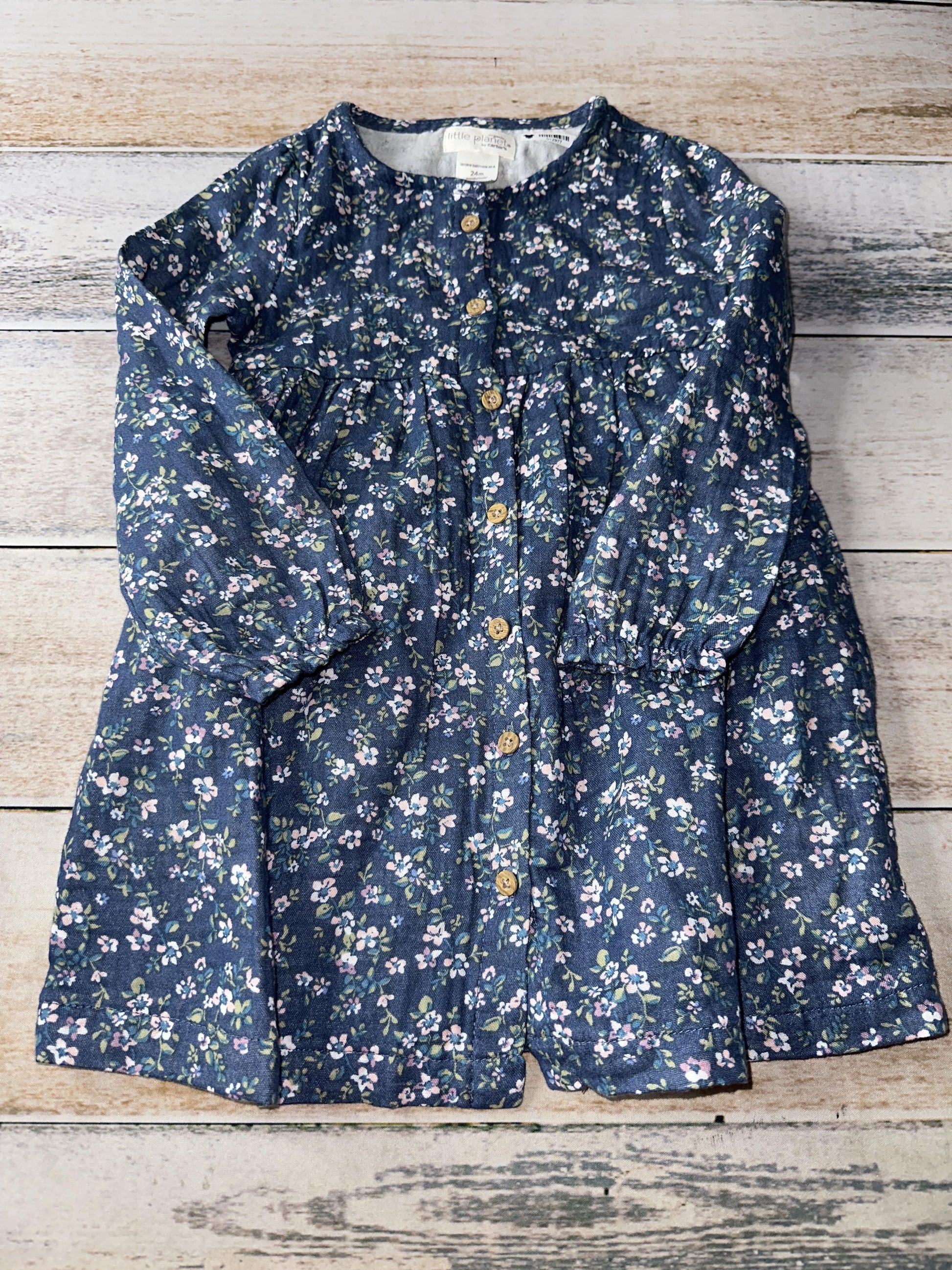 Little Planet Girls Blue | Flowers Dress Size: 24 months Blue | Flowers