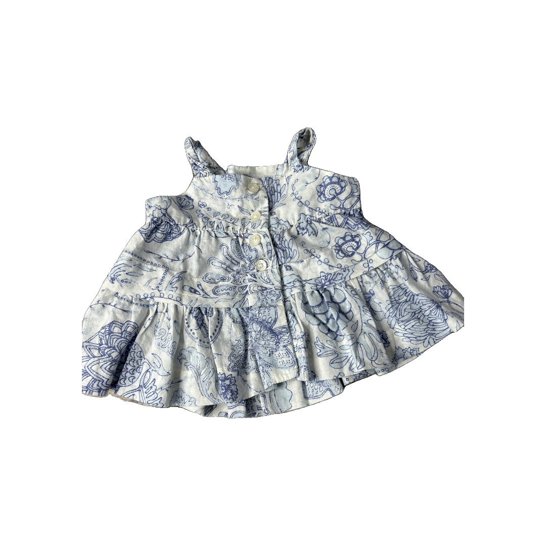 Girls Blue | Flowers Dress Size: 0-3 months Blue | Flowers