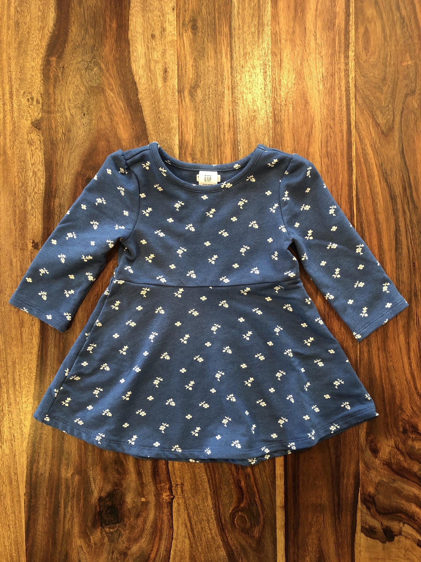 Gap Girls Blue | Flowers Dress Size: 12-18 months Blue | Flowers