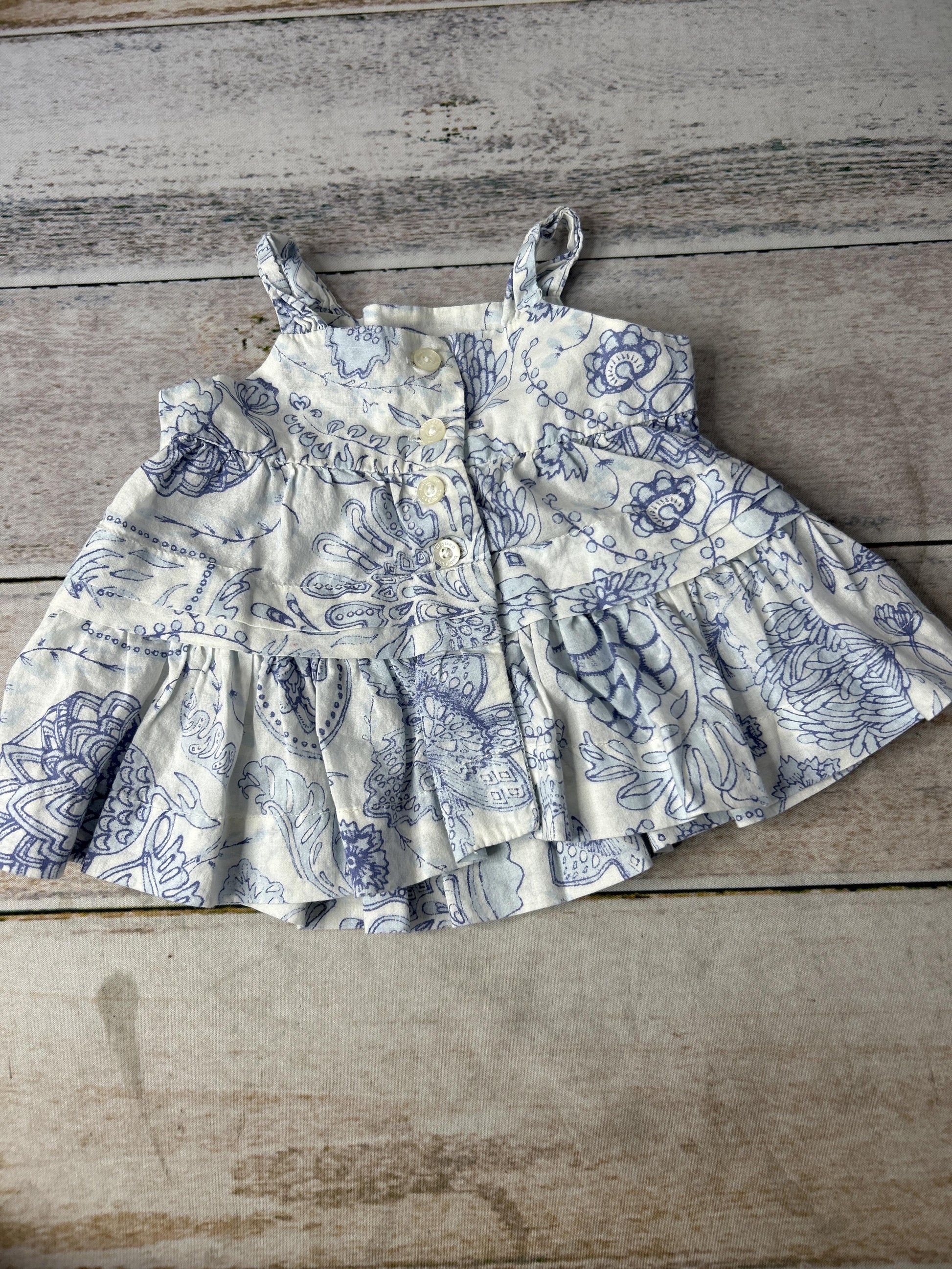 Girls Blue | Flowers Dress Size: 0-3 months Blue | Flowers