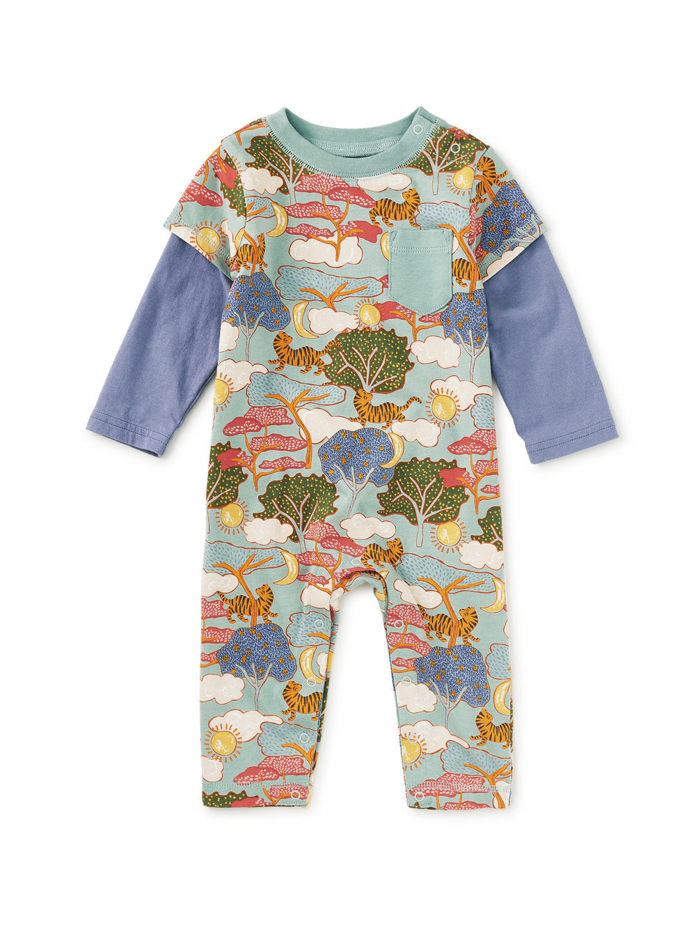 Tea Collection Boys Blue Folktale Long Sleeve Outfit Size: 6-9 Months Blue Folktale
