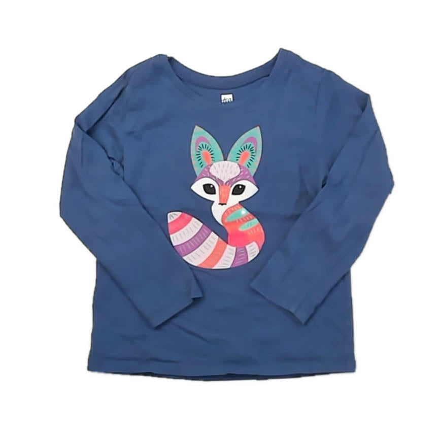 Tea Collection Girls Blue Fox Long Sleeve T-Shirt Size: 4T Blue Fox