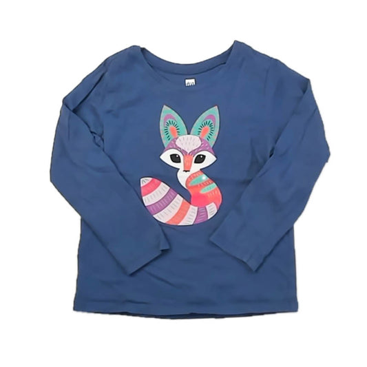 Tea Collection Girls Blue Fox Long Sleeve T-Shirt Size: 4T Blue Fox