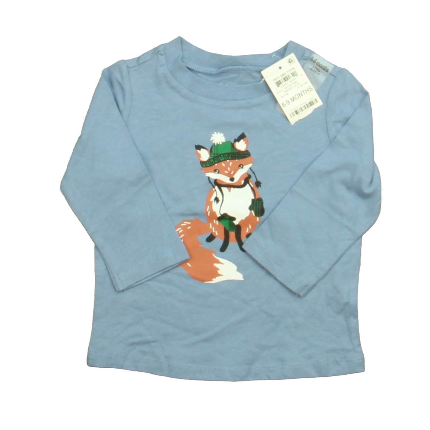 First Impressions Boys Blue Fox Long Sleeve T-Shirt Size: 6-9 Months Blue Fox