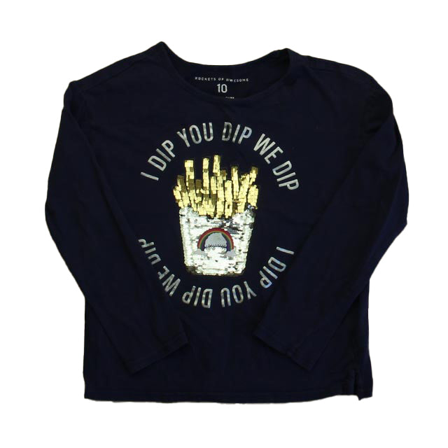 Rockets Of Awesome Girls Blue Fries Long Sleeve T-Shirt Size: 10 Years