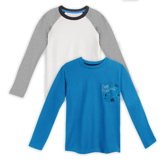 Mightly Boys Blue Galaxy Long Sleeve T-Shirt Size: 6-14 Years Blue Galaxy