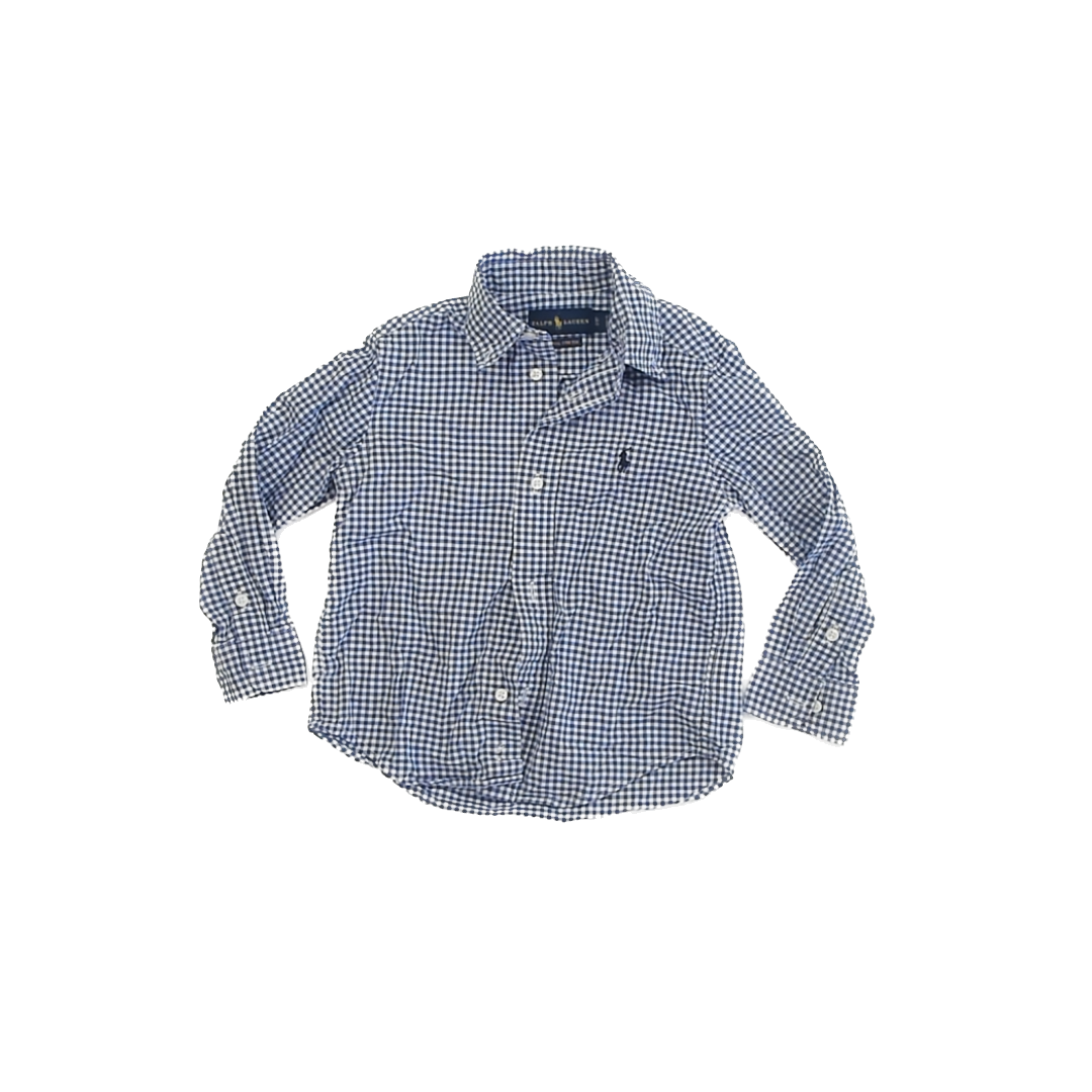 Ralph Lauren Boys Blue Gingham Button Down Long Sleeve Size: 3T Blue Gingham