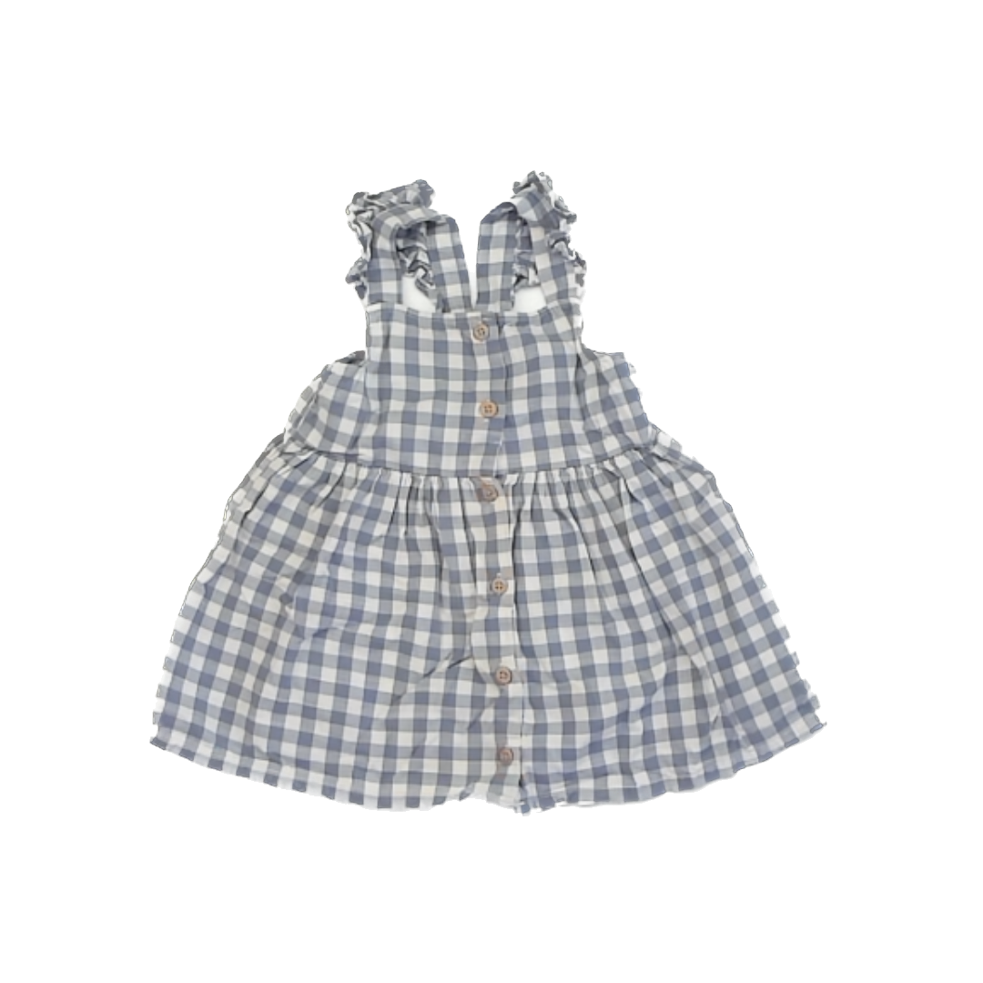 H&M Girls Blue Gingham Dress Size: 12 Months Blue Gingham